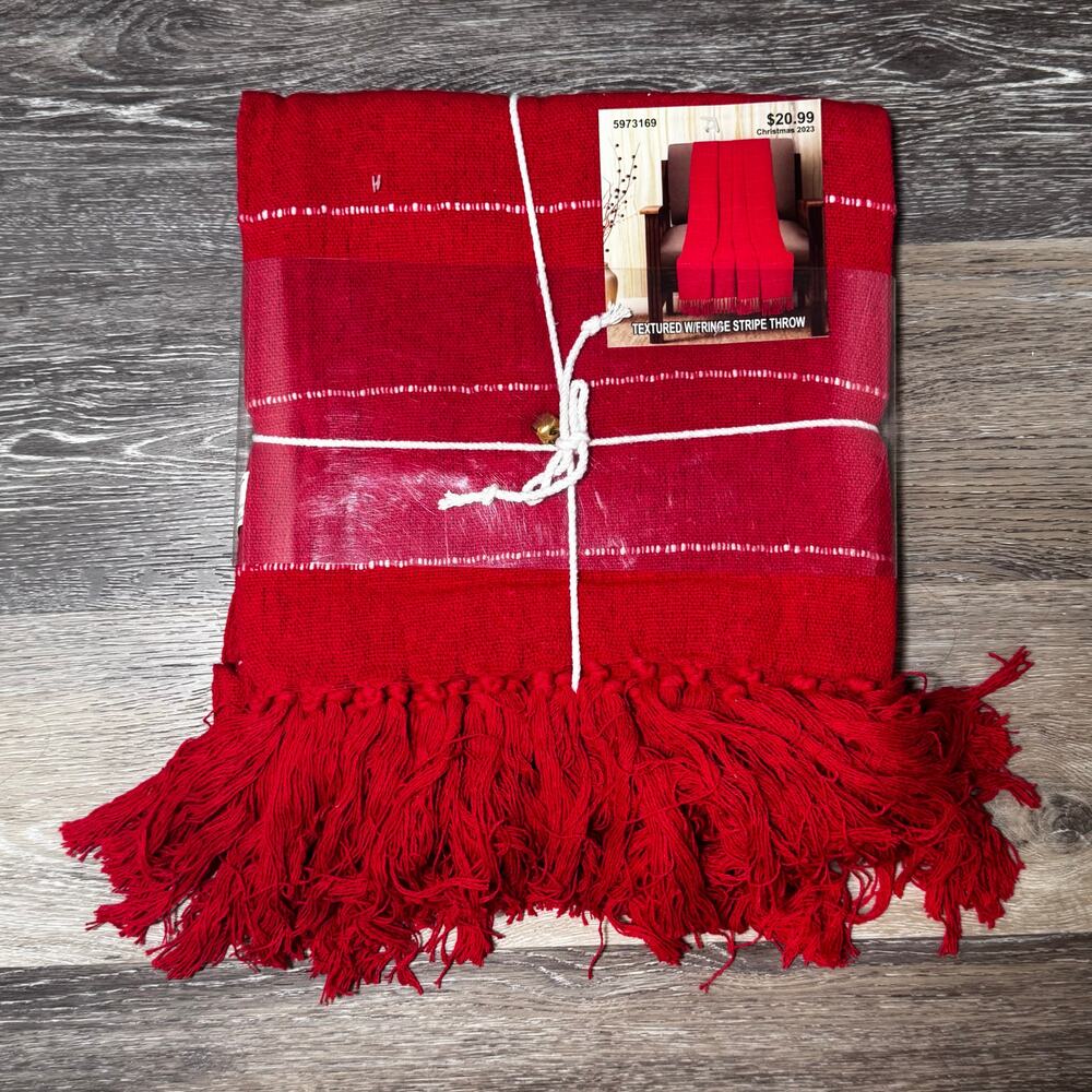 Red throw with Fringe 50”x60